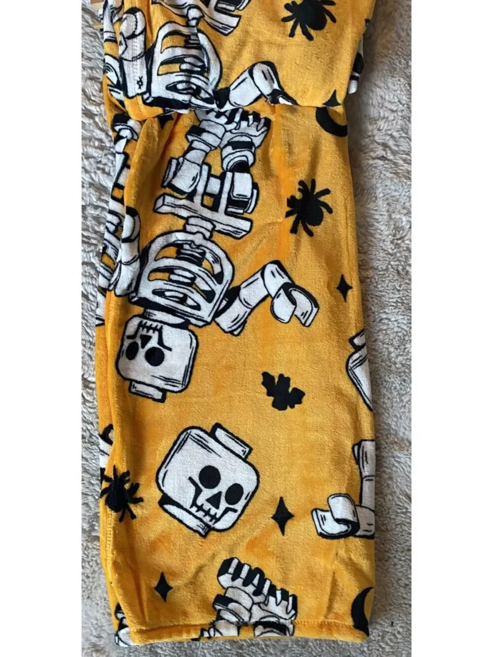 LEGO Skeleton Halloween Plush Throw Blanket 50” X 70” Orange All-Over Print NEW